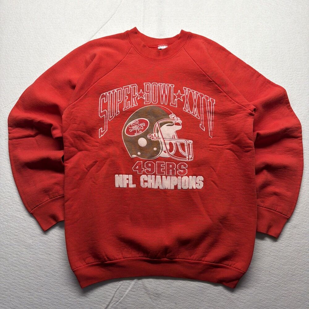 Vintage 80s Super Bowl XXIV San Francisco 49ers NFL Champions Red Sweatshirt XL